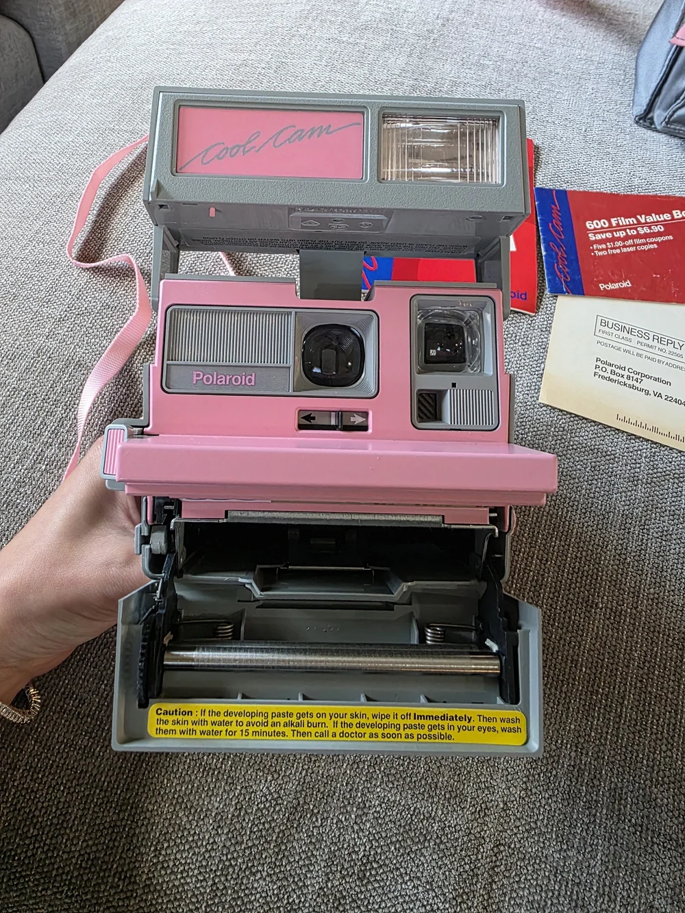Polaroid Cool Cam 600 Complete Time Capsule Kit TESTED/WORKING! - Pink & Gray